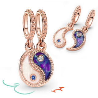 Pendentifs Yin Yang séparables en argent sterling 925 couleur doré rose