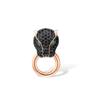 Pendentif panthère en argent couleur or rose et spinelles