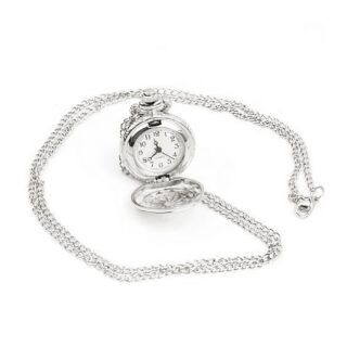 Pendentif montre de poche rétro argentée de petite taille