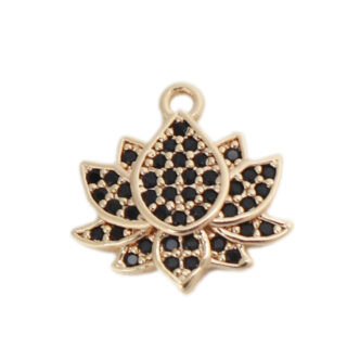 Pendentif fleur de lotus en cuivre et strass