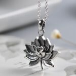 Pendentif fleur de lotus vintage en argent sterling 925