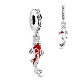 Pendentif poisson, carpe porte bonheur rouge