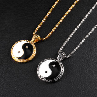 Pendentif YinYang en acier inoxydable pour homme