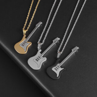 Pendentif guitare électrique stylisée avec sa chaîne pour femme et homme