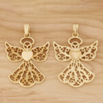 Pendentif ange doré ou argenté en lot de 2