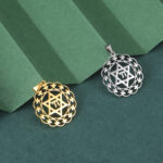 Pendentif rond avec étoile de David et Jaï en acier inoxydable