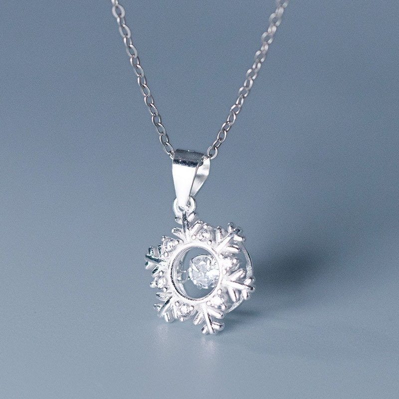Pendentif flocon de neige en argent sterling 925 avec zircon au