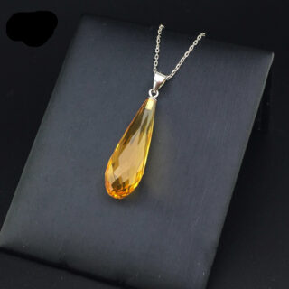 Pendentif en citrine naturelle et argent Sterling 925