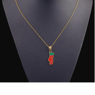 Pendentif et collier carte du Portugal en acier inoxydable