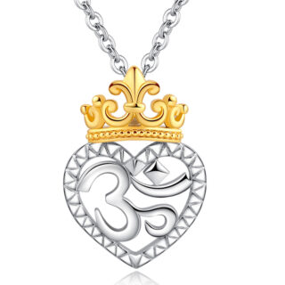 Pendentif Om en argent S925 en forme de coeur et avec ou sans chaîne