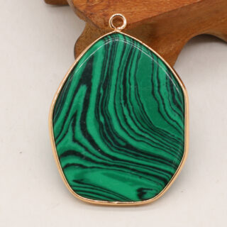 Pendentif irrégulier en malachite, pierre semi-précieuse