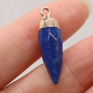 Pendentif de forme allongée en lapis lazuli, pierre naturelle