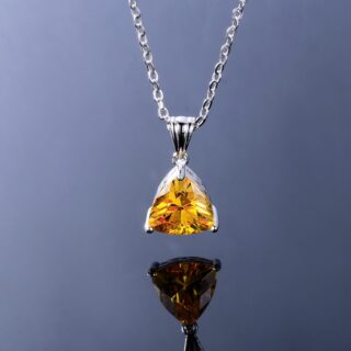 Pendentif en argent S925 et citrine naturelle avec chaîne