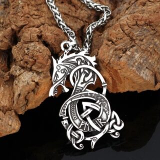 Pendentif dragon viking rétro en acier inoxydable pour homme