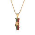 Pendentif carte du Portugal pour femme en deux couleurs et chaîne assortie